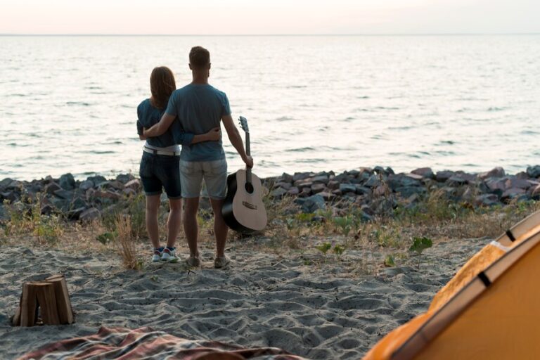 couple-with beach camping